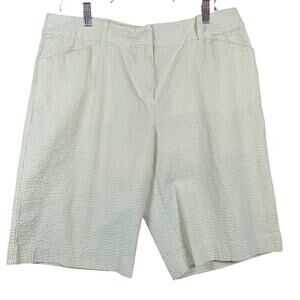 Jones New York Sport Womens Shorts Green White Striped Bermuda Stretch 14